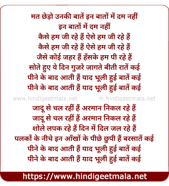lyrics of song Pine Ke Baad Aati Hai Yaad