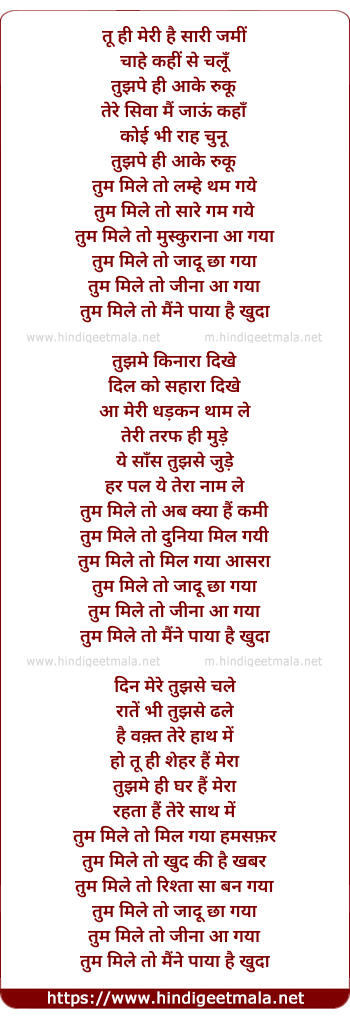 lyrics of song Tum Mile (Love Reprise)