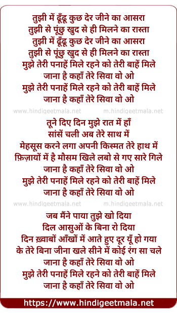 lyrics of song Tujhi Mein Dhoondhu