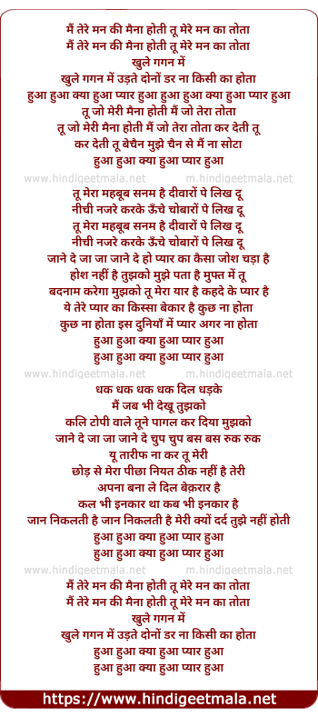 lyrics of song Tu Mere Man Ka Tota