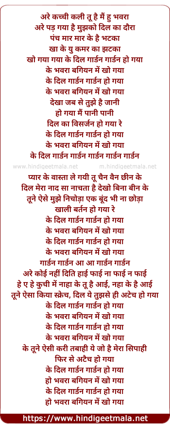 lyrics of song Dil Garden Garden Ho Gaya