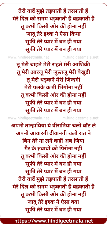 lyrics of song Sufi Tere Pyaar Mein Ban Hi Gaya (2)