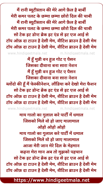 lyrics of song Desi Mem (Remix)