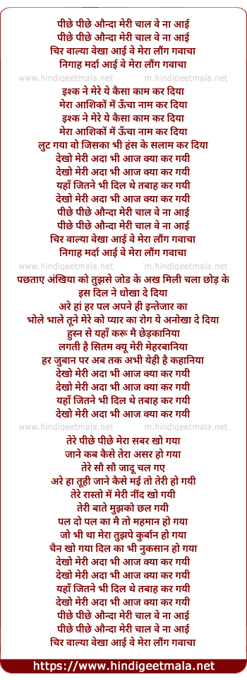 lyrics of song Meri Ada Bhi (Remix)