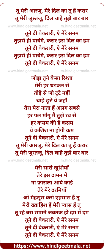 lyrics of song Tune Di Bekrari (Version 4)