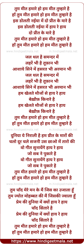 lyrics of song Tum Meet Hamare Ho