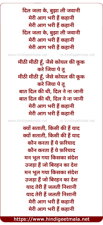 lyrics of song Dil Jala Ke Bujh Le Jawani