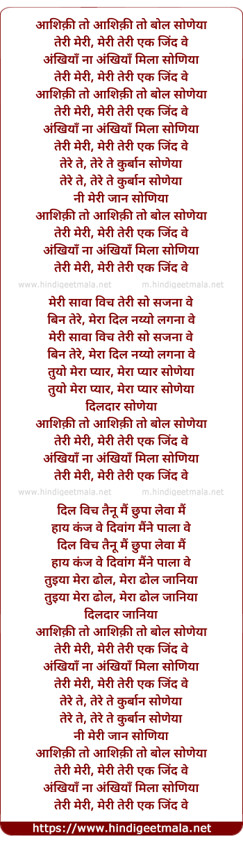 lyrics of song Teri Meri