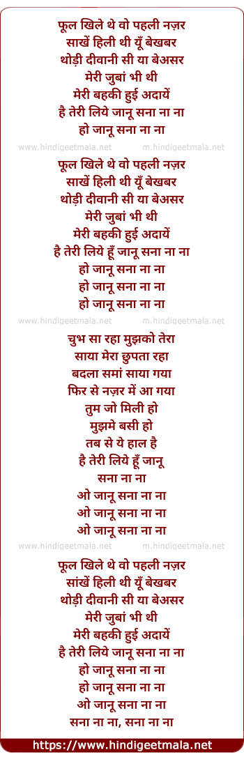 lyrics of song O Jaana Sha Na Na