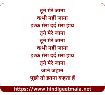 lyrics of song Tune Mere Janaa