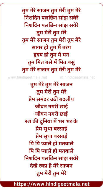 lyrics of song Tum Meri Tum Mere Saajan
