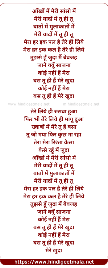 lyrics of song Koi Nahi Hai Mera